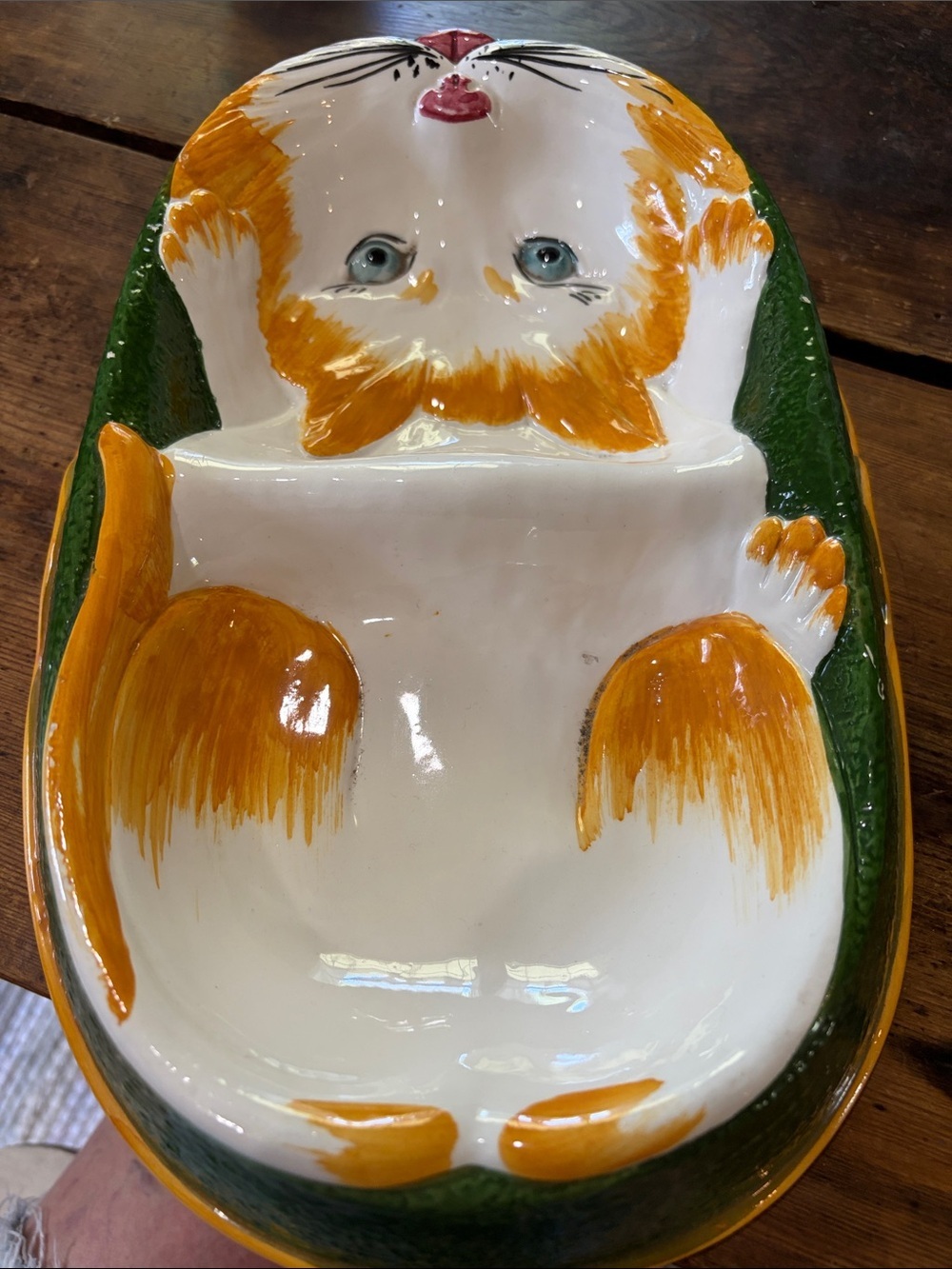 Whimsical Mid Century Modern Italian Ceramic Cat Food and Water Bowl - Picture 2 of 8
